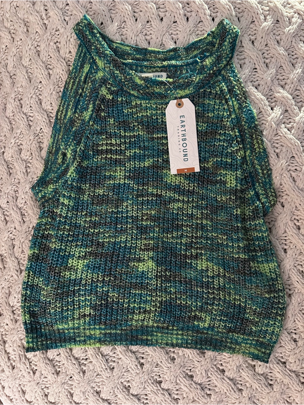 EARTHBOUND Teal and Lime Mixed Knit Tank
